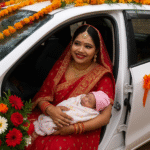 खगड़िया में बेटी के आगमन पर अनोखा जश्न: दुल्हन जैसी सजी कार से नवजात को घर लाया परिवार