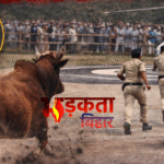 बेगूसराय में CM नीतीश की सुरक्षा में चूक, हेलीपैड के पास घुसा सांड, पुलिसकर्मियों को भागना पड़ा